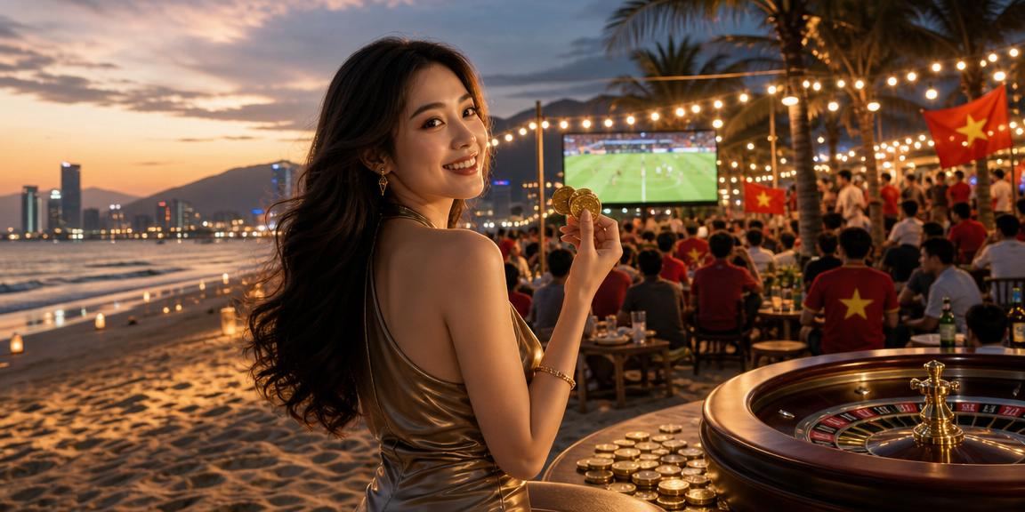 Người chơi tham gia roulette trực tuyến trên bãi biển Đà Nẵng qua điện thoại
